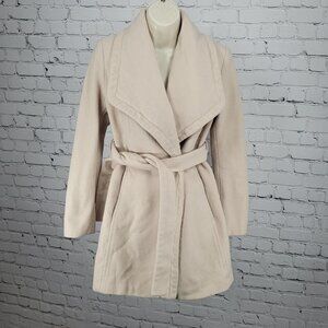 Michael Kors Beige Wool Cashmere Blend Belted Snap Closure Lined Over Coat XS